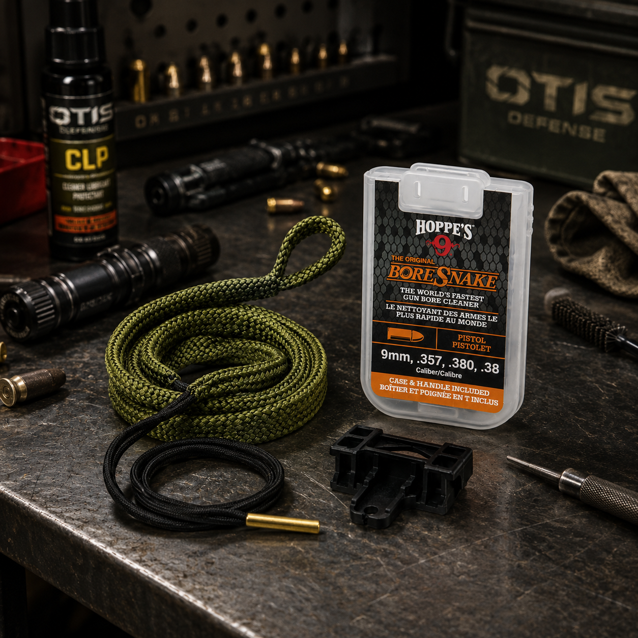 משחולת 9 מ"מ (Boresnake) לניקוי קנה אקדח מהיר Hoppe’s – תמונה 2